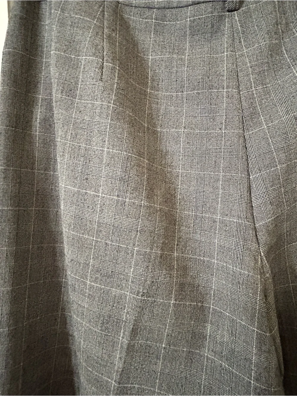 AK Anne Klein Gray Windowpane Wide-Leg Trousers